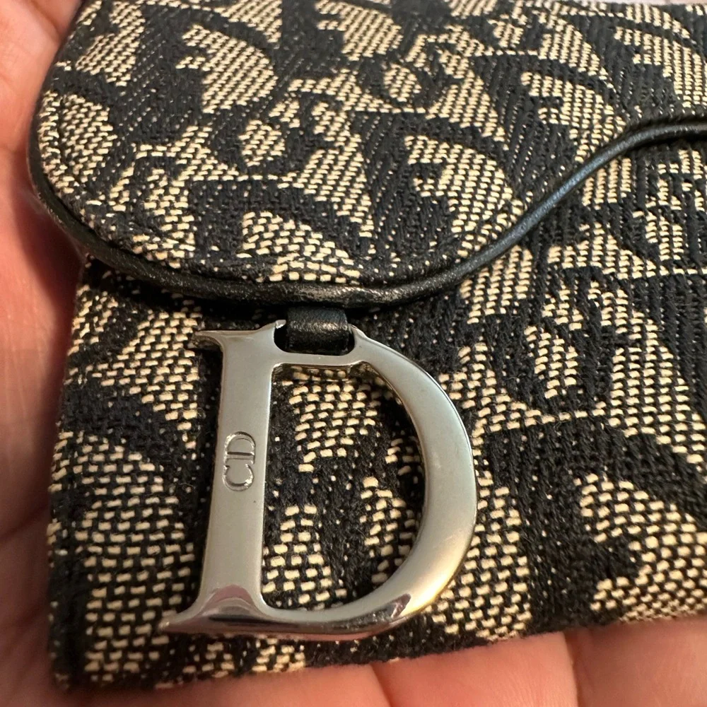 Dior Black and Cream Patterned Clutch